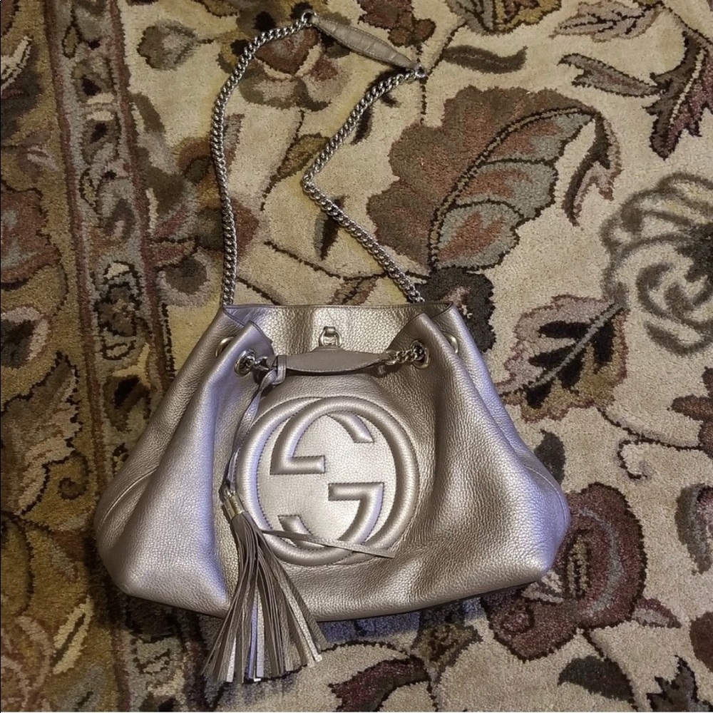Gucci Soho Large gold beige bag with chain